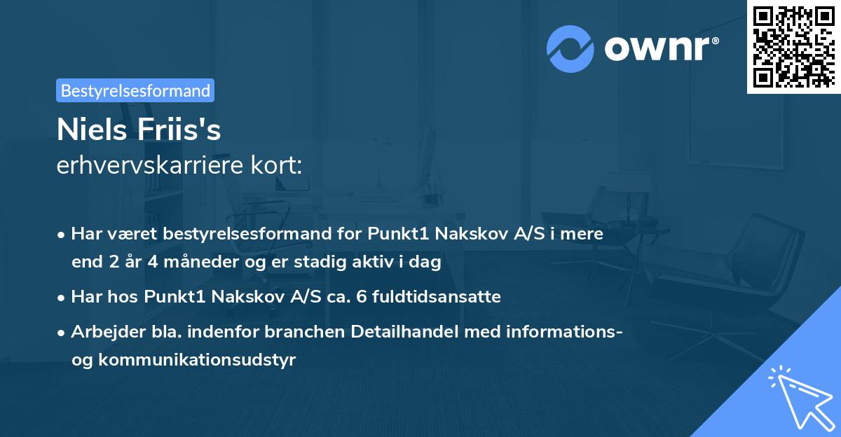 Niels Friis's erhvervskarriere kort