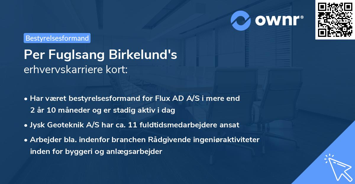 Per Fuglsang Birkelund's erhvervskarriere kort