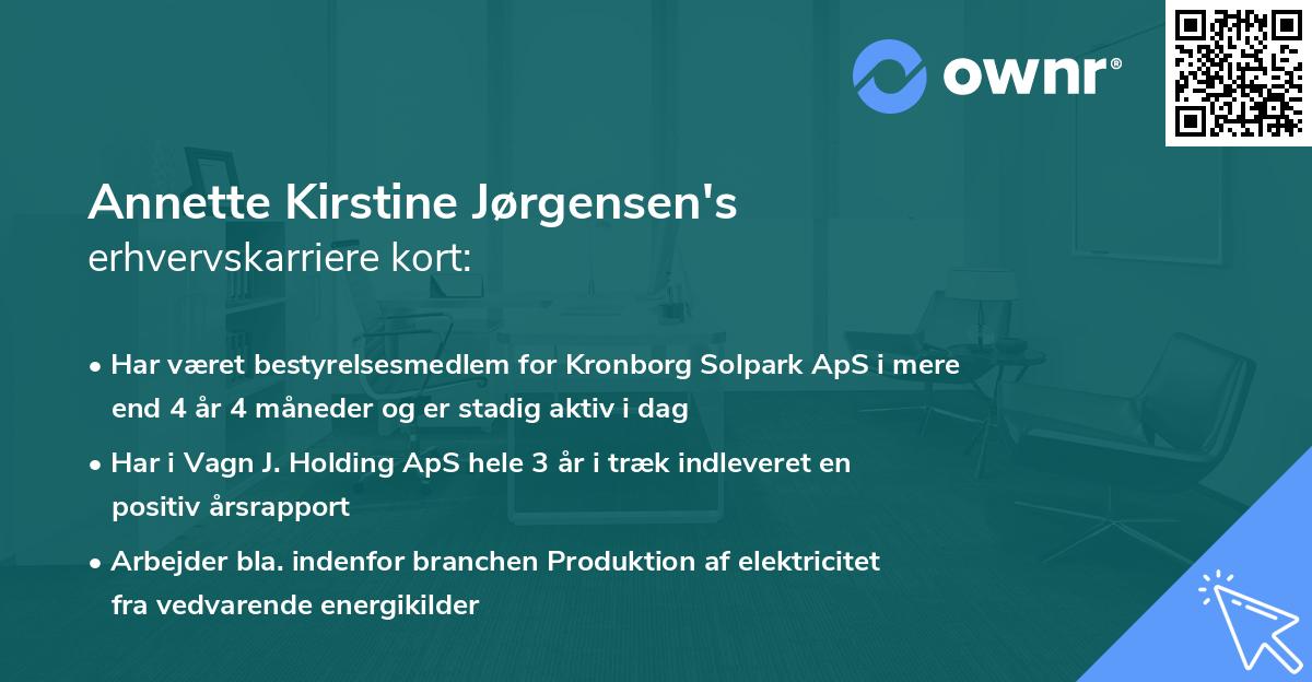 Annette Kirstine Jørgensen's erhvervskarriere kort