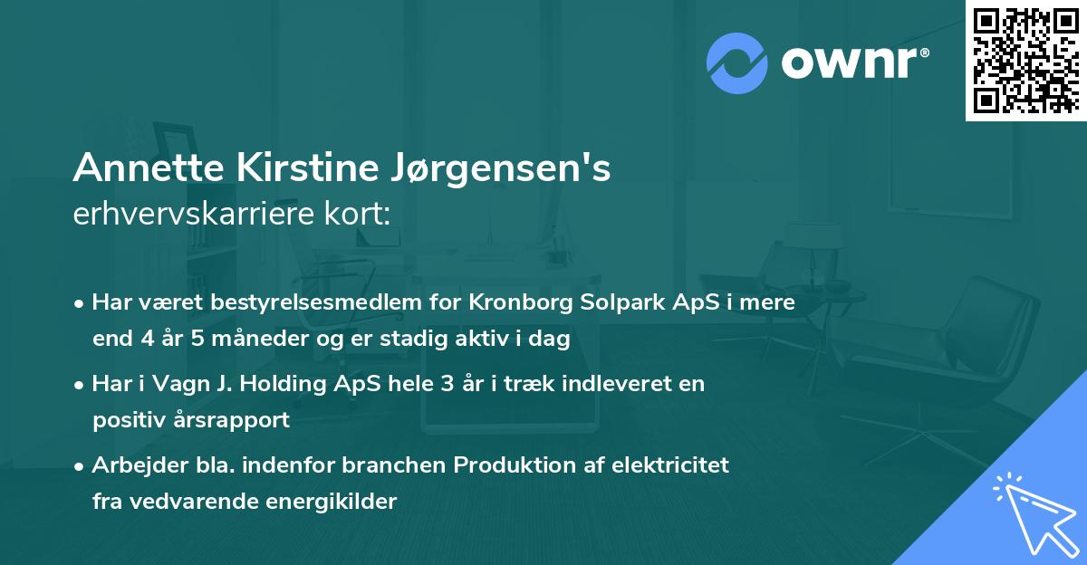 Annette Kirstine Jørgensen's erhvervskarriere kort