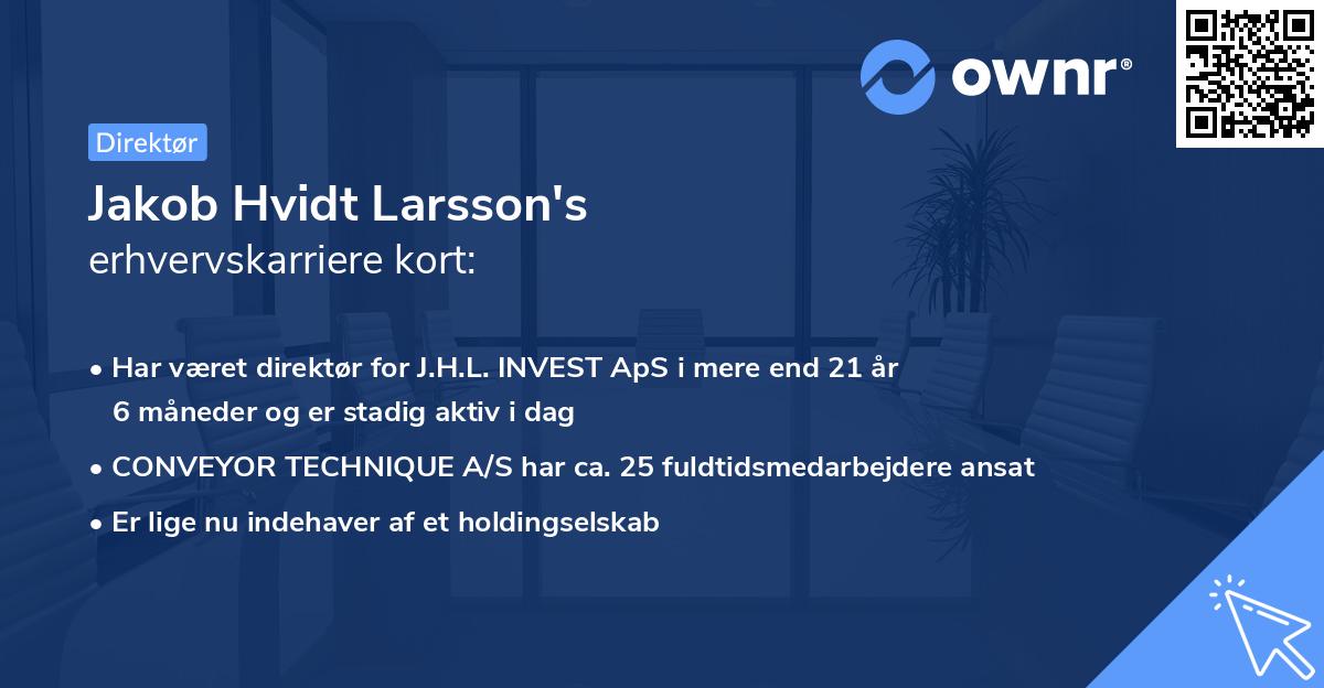 Jakob Hvidt Larsson's erhvervskarriere kort