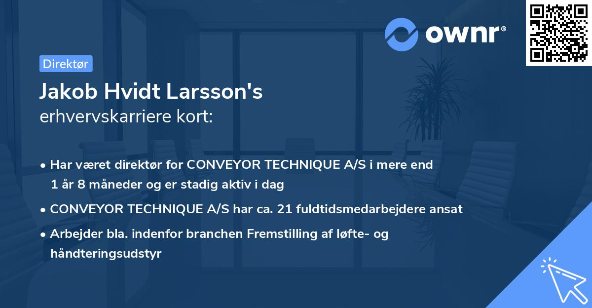 Jakob Hvidt Larsson's erhvervskarriere kort