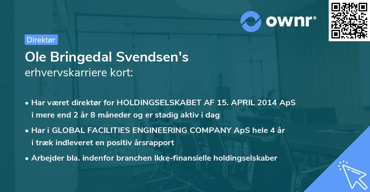 Ole Bringedal Svendsen's erhvervskarriere kort
