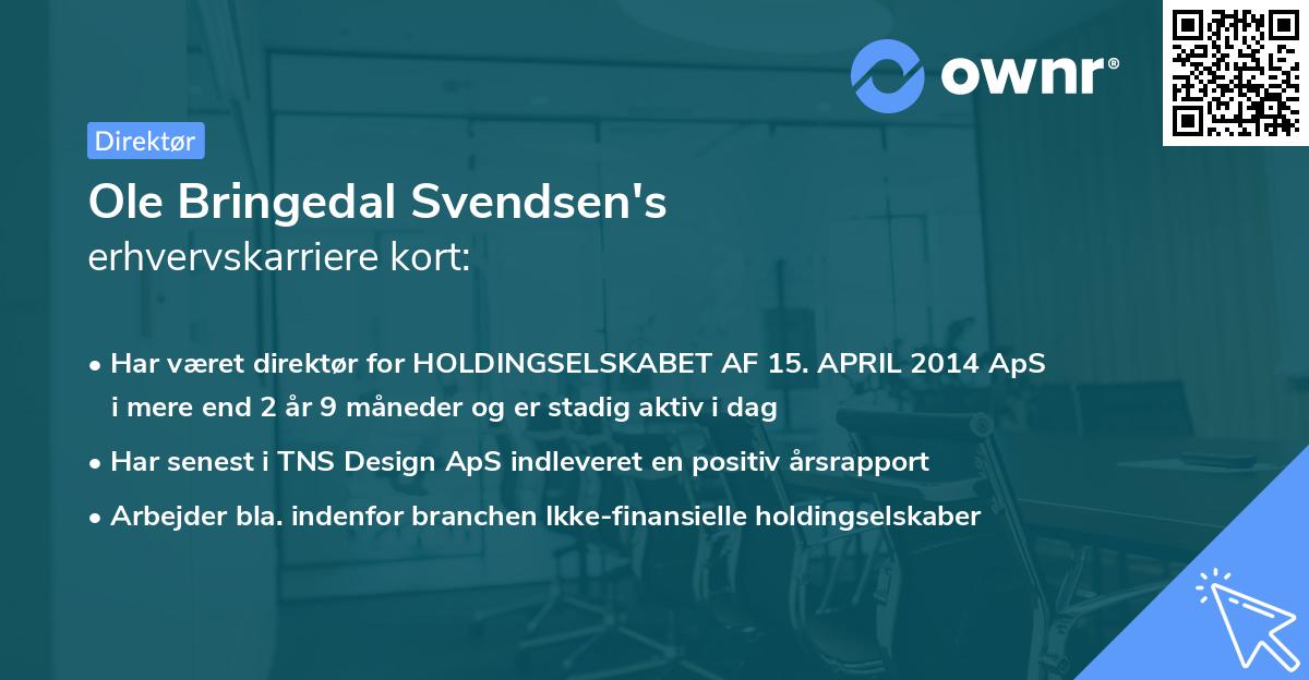 Ole Bringedal Svendsen's erhvervskarriere kort
