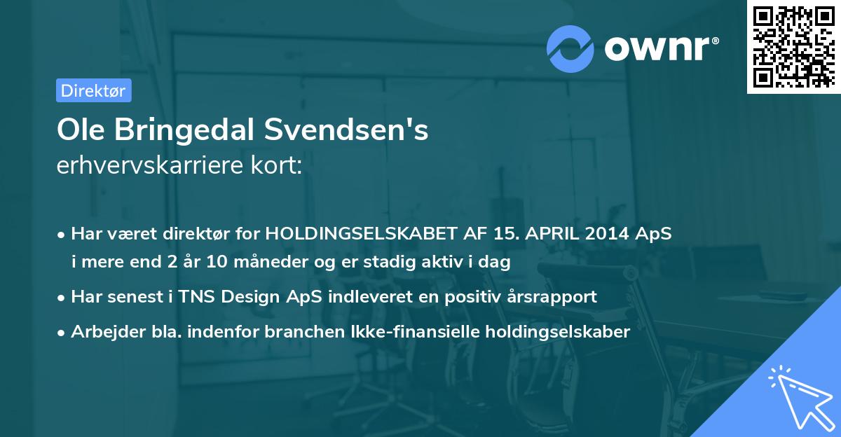 Ole Bringedal Svendsen's erhvervskarriere kort