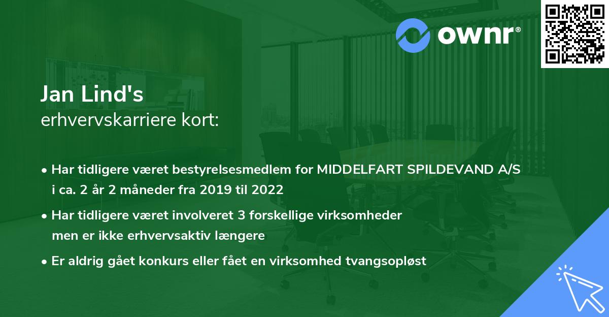 Jan Lind's erhvervskarriere kort