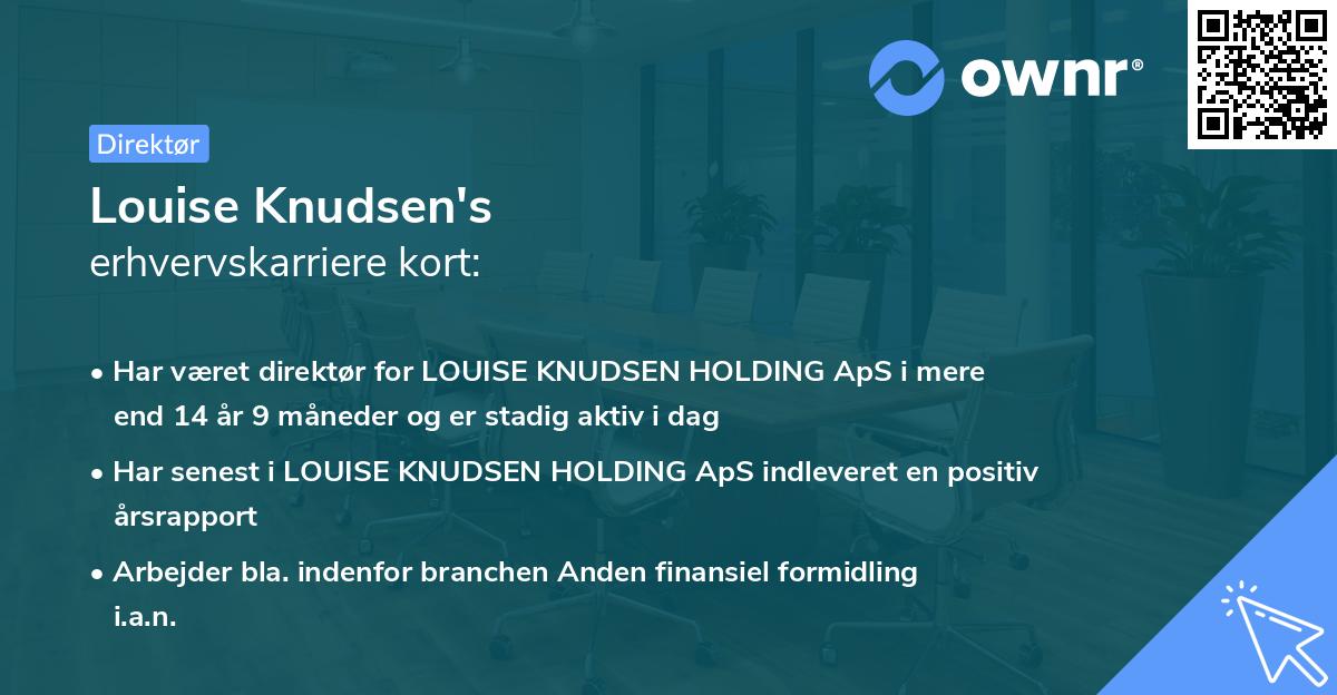 Louise Knudsen's erhvervskarriere kort