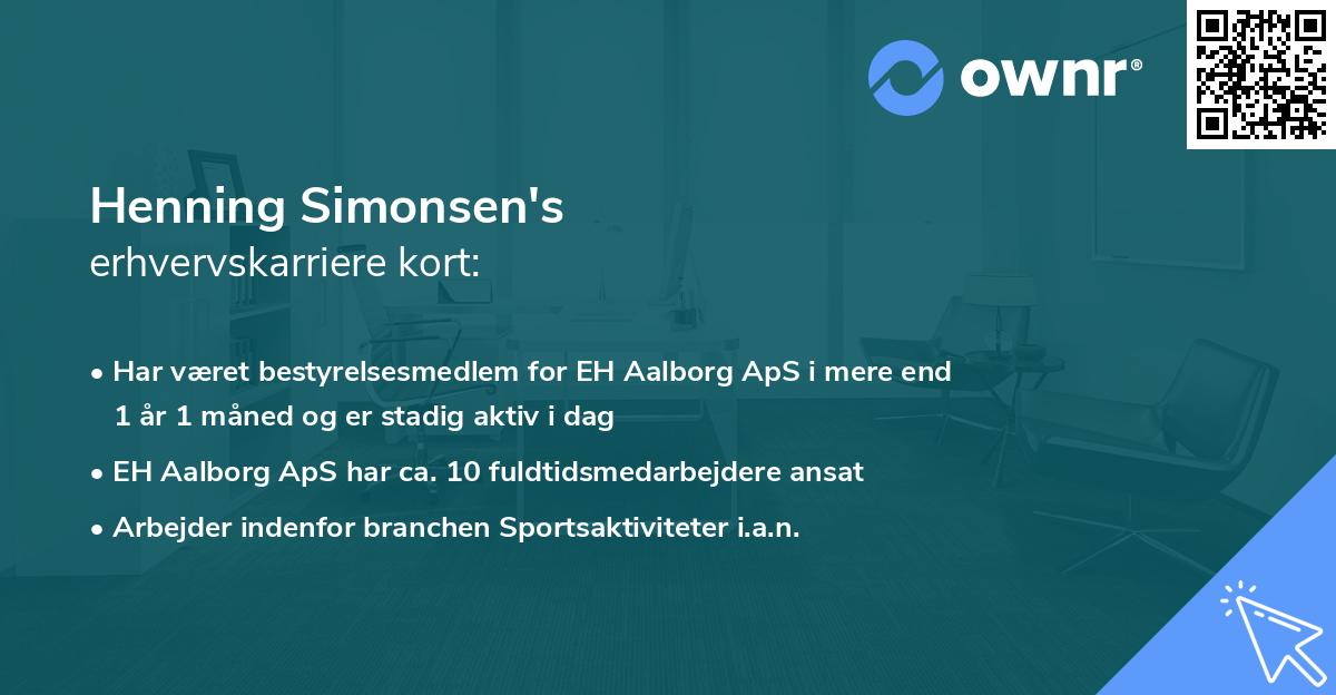 Henning Simonsen's erhvervskarriere kort