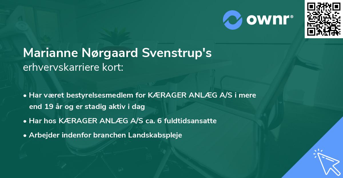 Marianne Nørgaard Svenstrup's erhvervskarriere kort