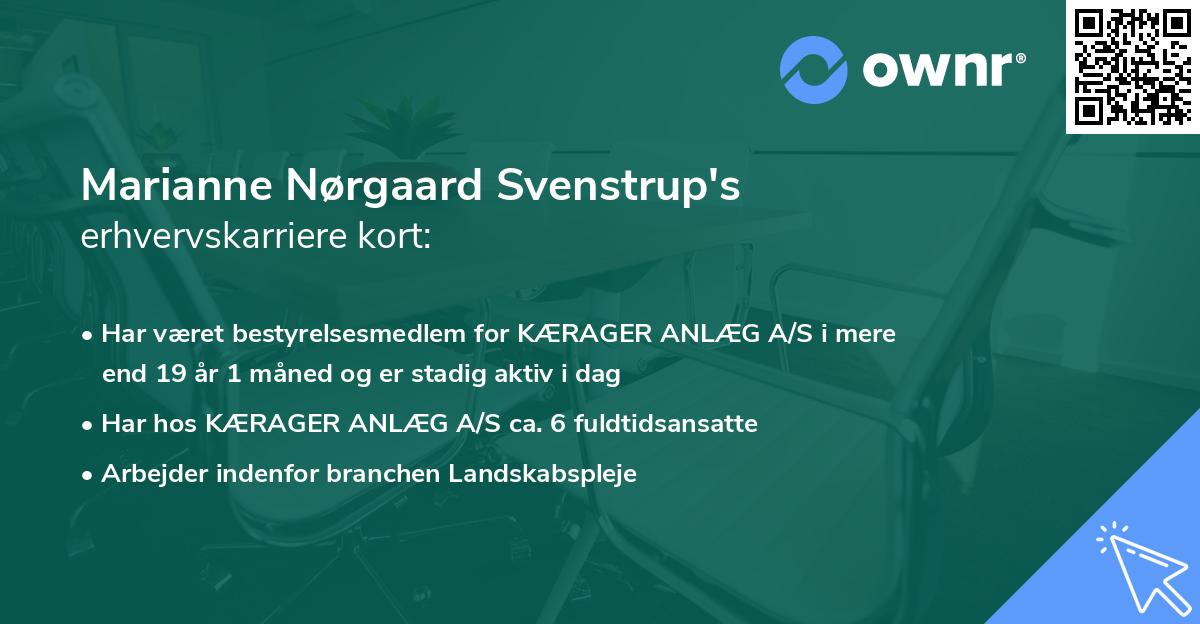 Marianne Nørgaard Svenstrup's erhvervskarriere kort