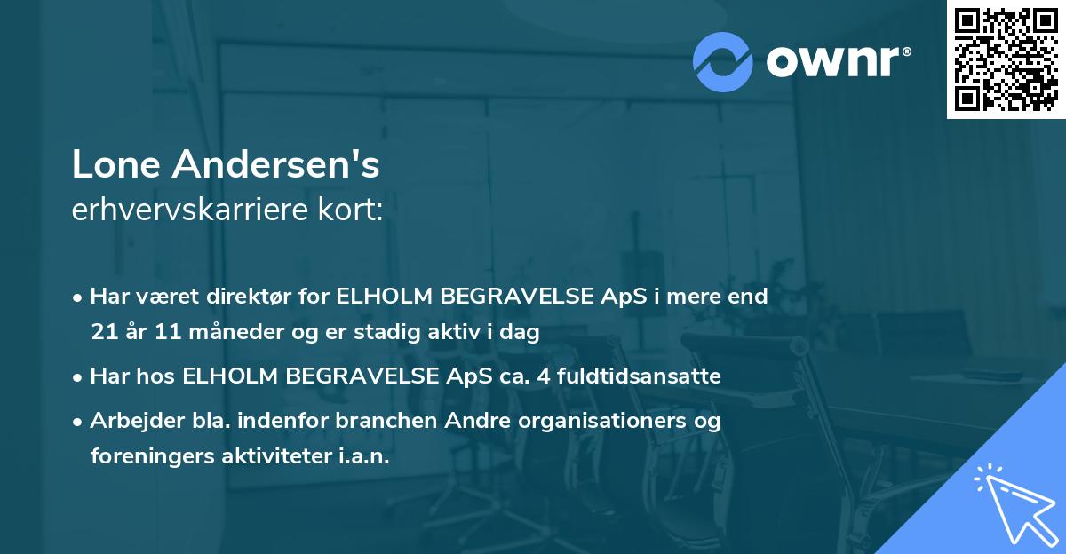 Lone Andersen's erhvervskarriere kort