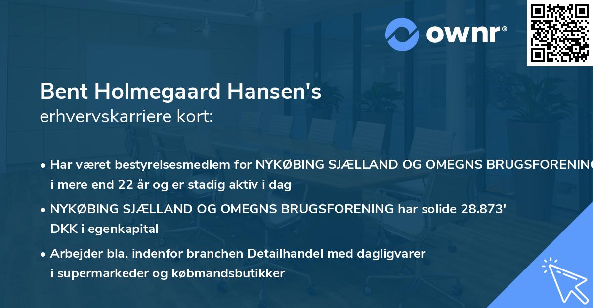 Bent Holmegaard Hansen's erhvervskarriere kort