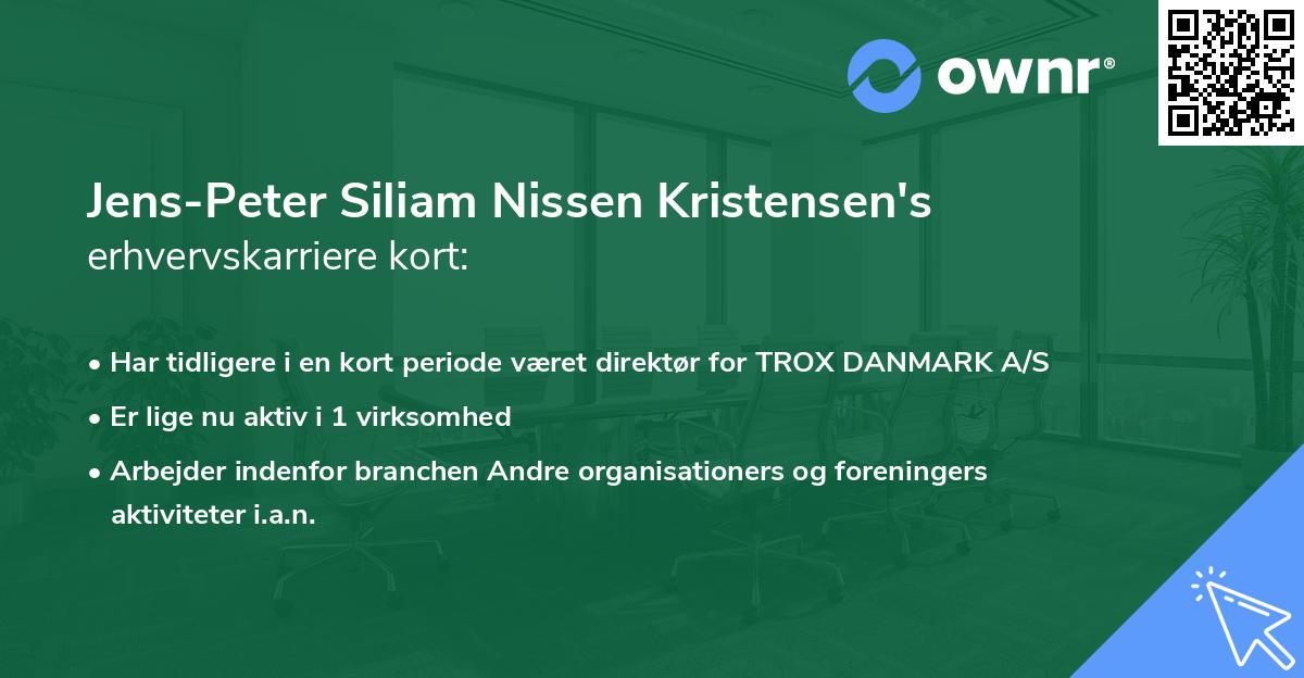 Jens-Peter Siliam Nissen Kristensen's erhvervskarriere kort