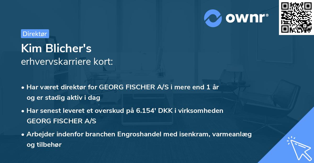 Kim Blicher's erhvervskarriere kort