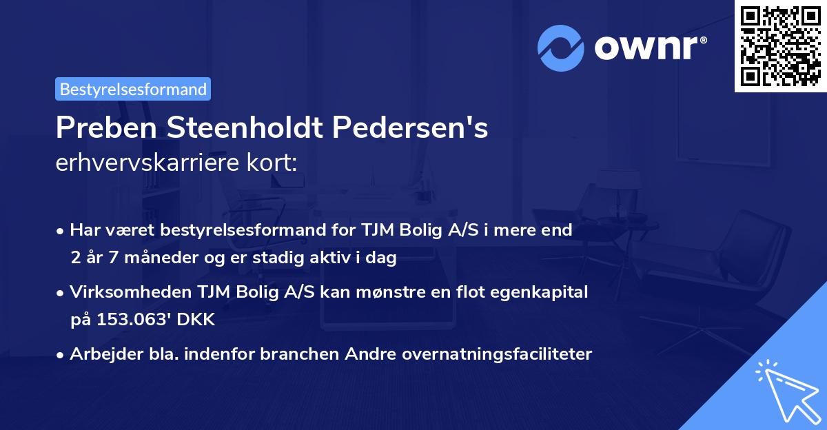 Preben Steenholdt Pedersen's erhvervskarriere kort