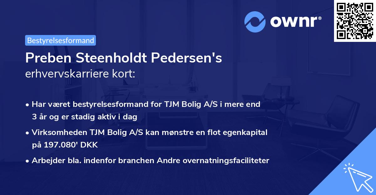 Preben Steenholdt Pedersen's erhvervskarriere kort
