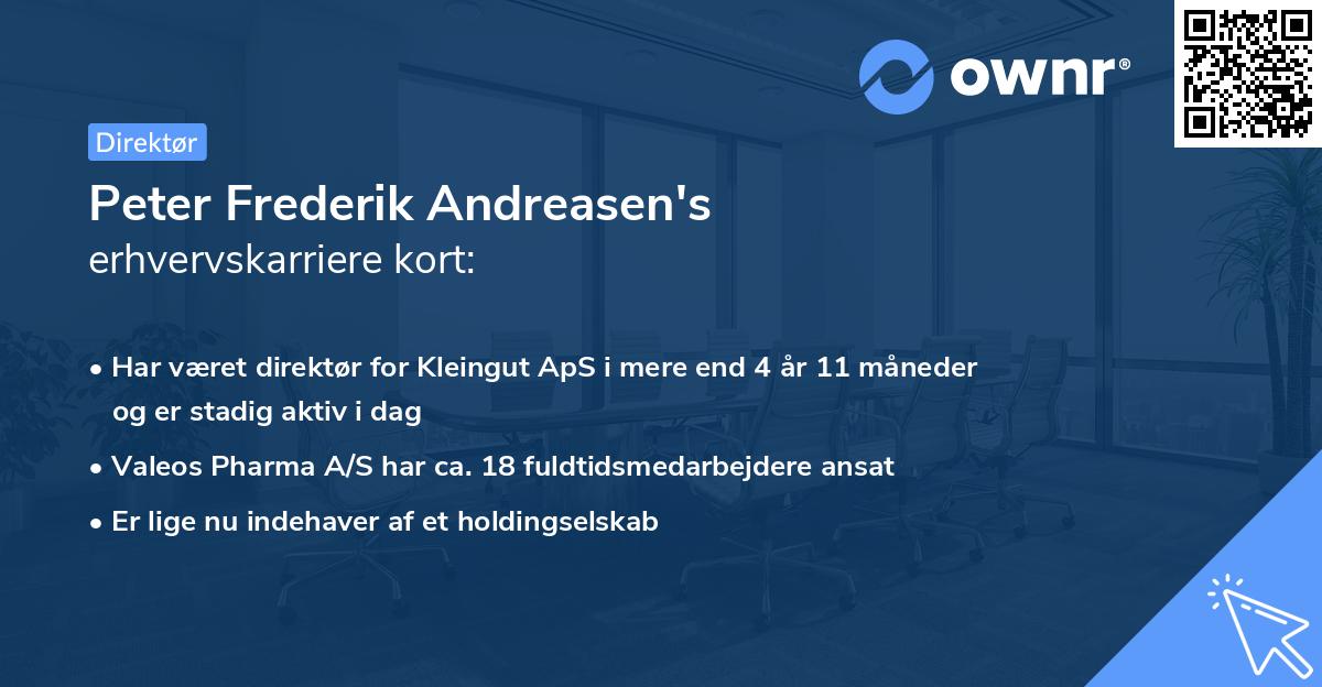 Peter Frederik Andreasen's erhvervskarriere kort