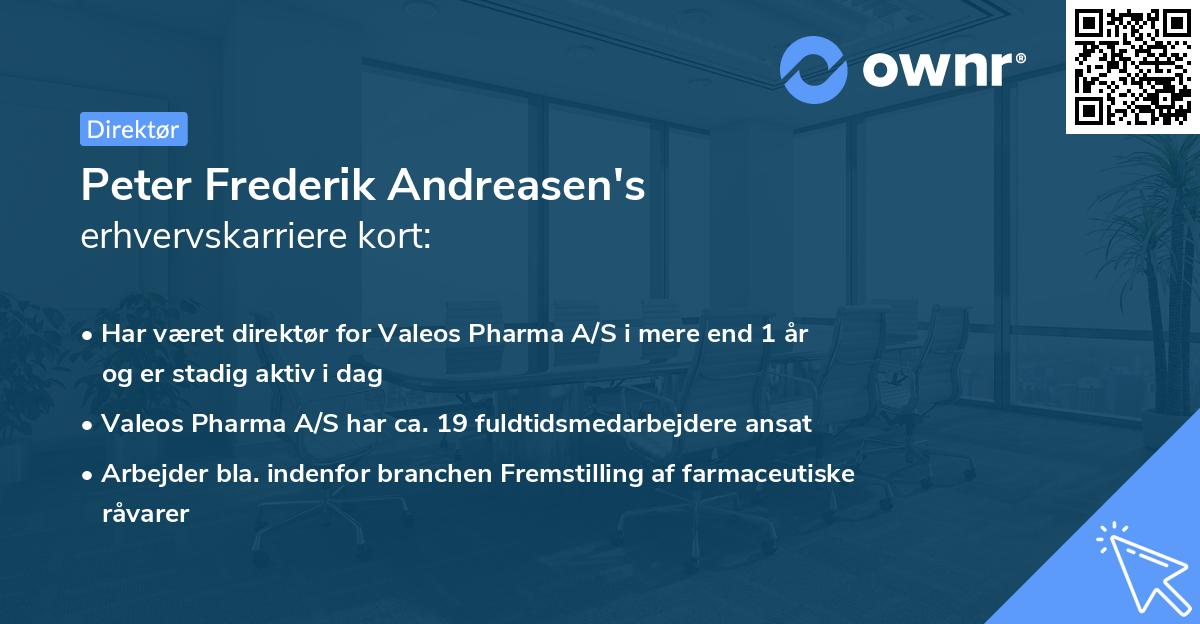 Peter Frederik Andreasen's erhvervskarriere kort