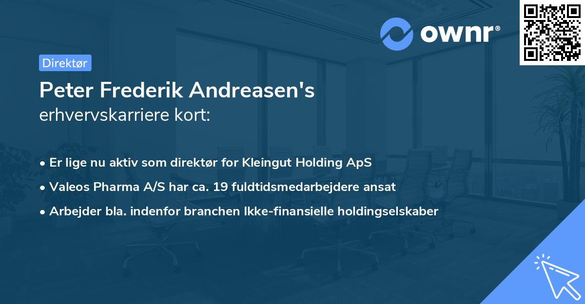 Peter Frederik Andreasen's erhvervskarriere kort