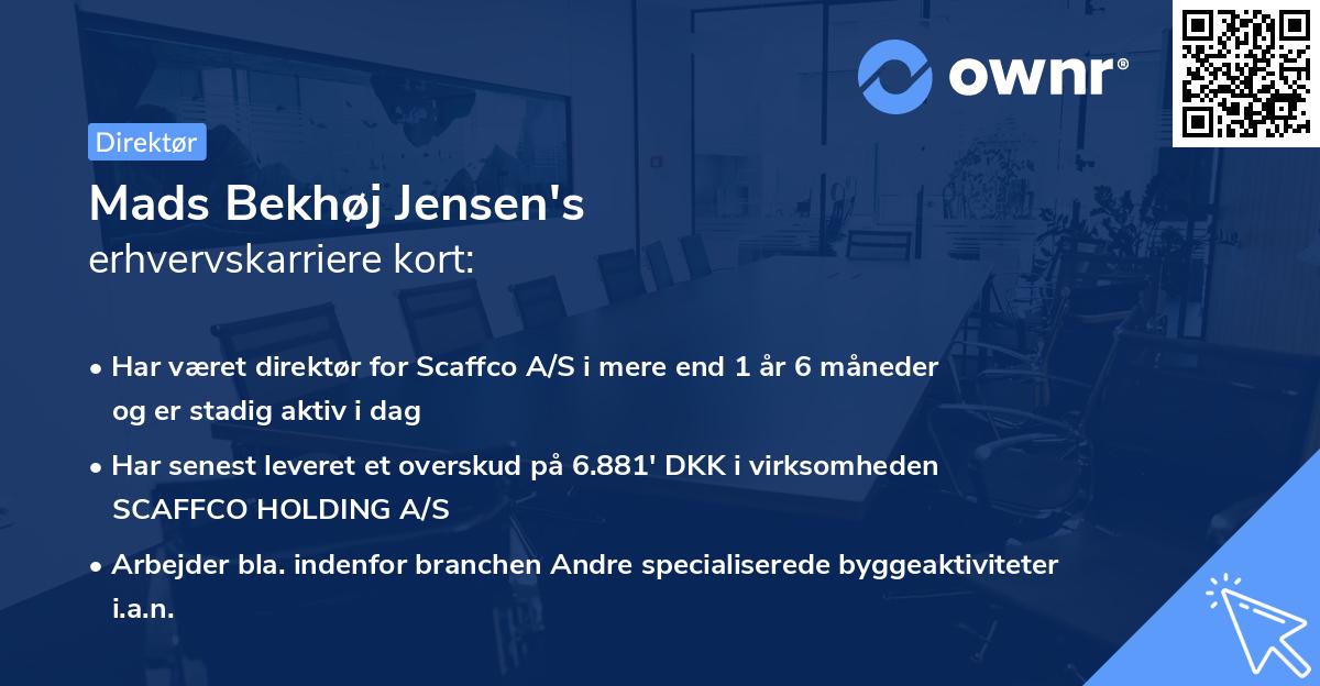 Mads Bekhøj Jensen's erhvervskarriere kort