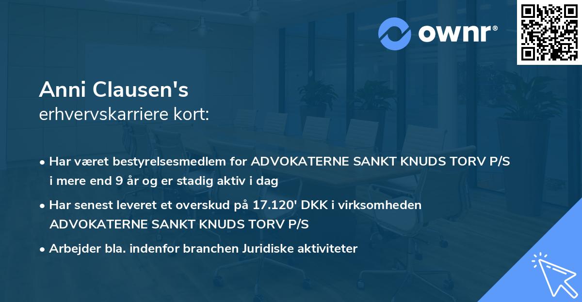 Anni Clausen's erhvervskarriere kort
