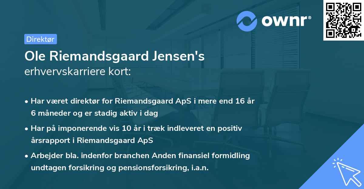 Ole Riemandsgaard Jensen's erhvervskarriere kort