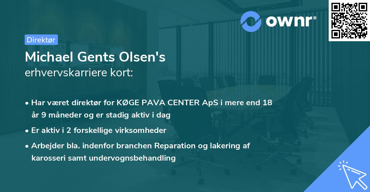 Michael Gents Olsen's erhvervskarriere kort