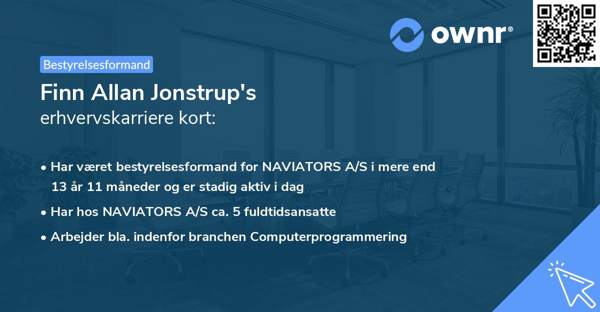 Finn Allan Jonstrup's erhvervskarriere kort