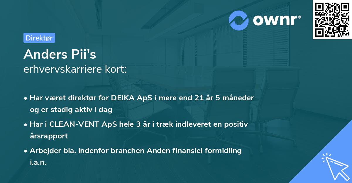 Anders Pii's erhvervskarriere kort