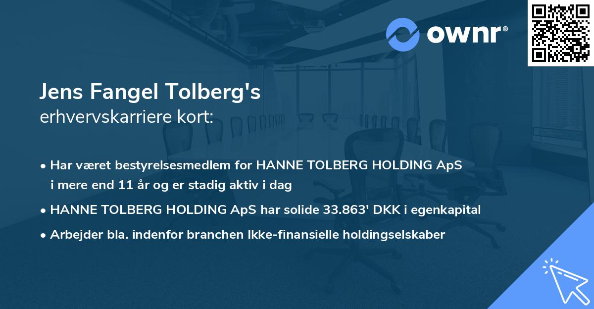Jens Fangel Tolberg's erhvervskarriere kort
