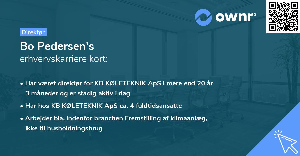 Bo Pedersen's erhvervskarriere kort