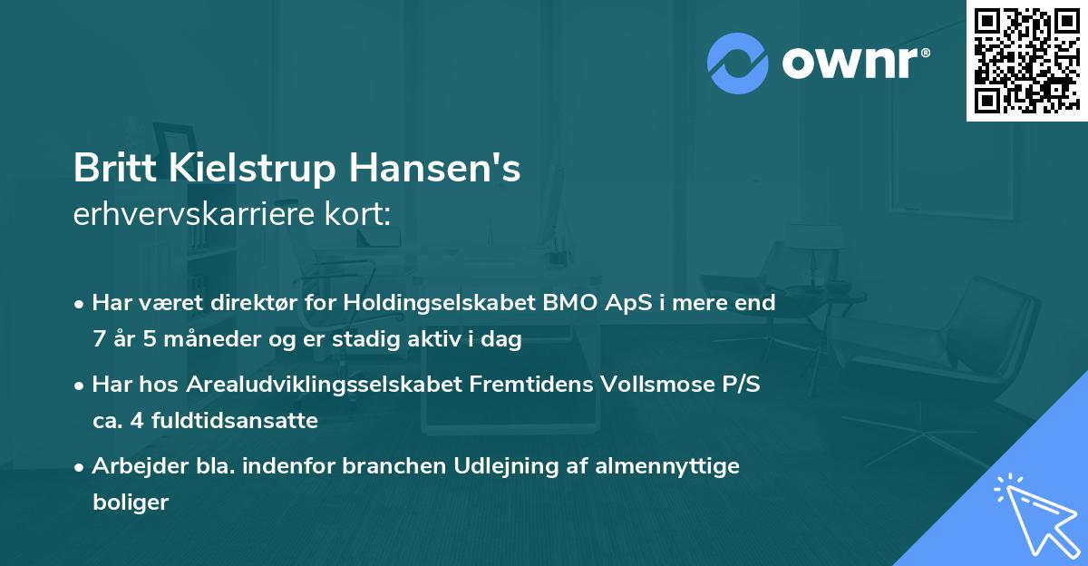Britt Kielstrup Hansen's erhvervskarriere kort