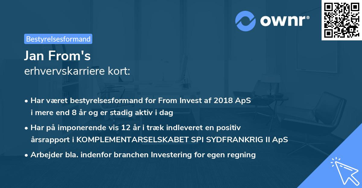 Jan From's erhvervskarriere kort