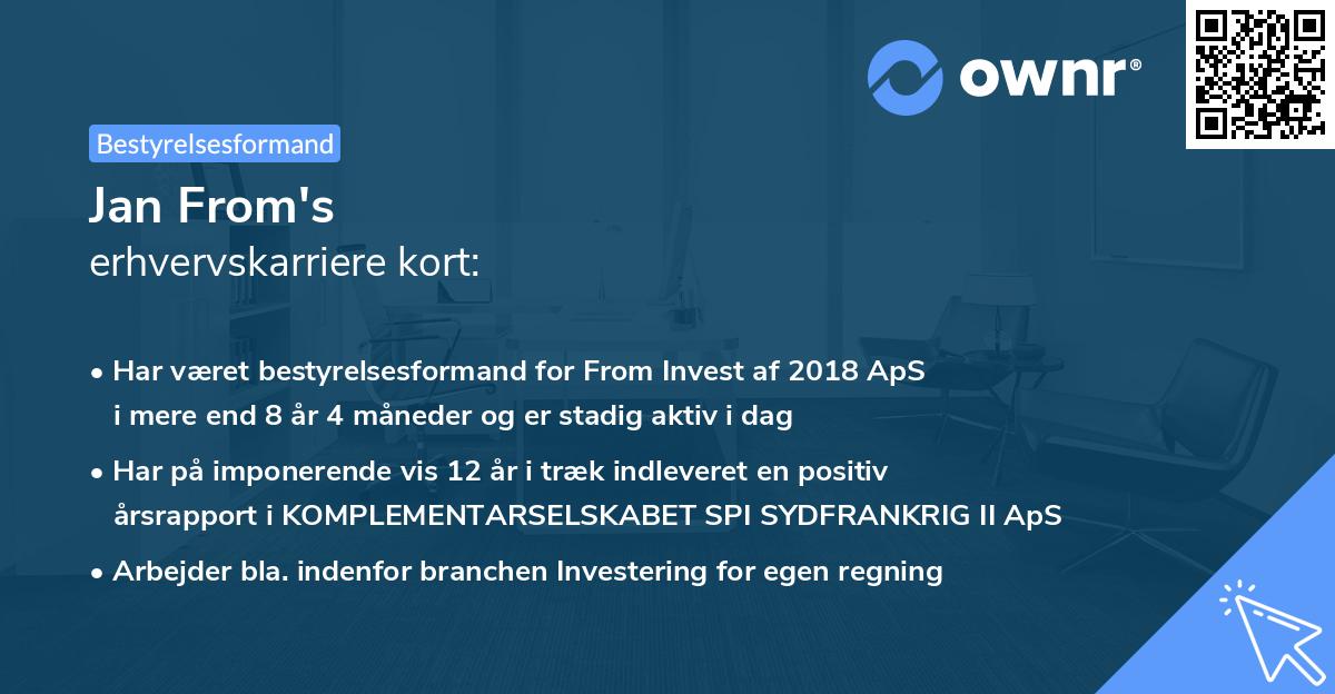 Jan From's erhvervskarriere kort