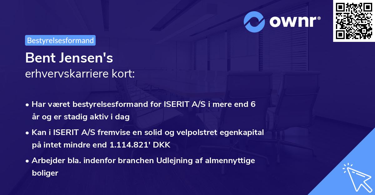 Bent Jensen's erhvervskarriere kort