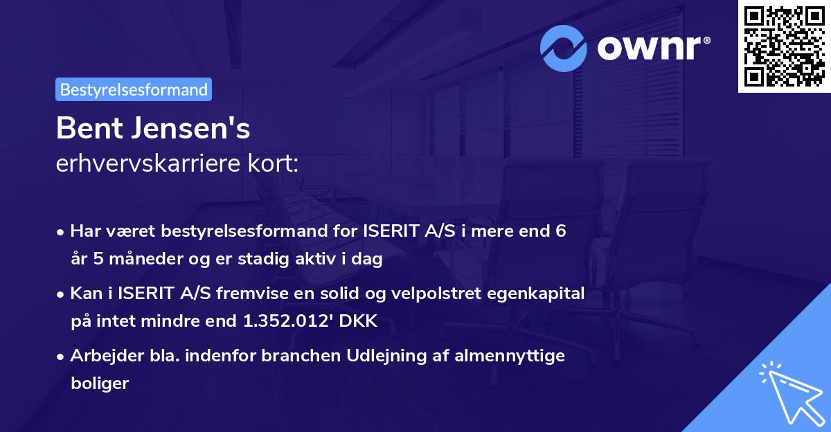 Bent Jensen's erhvervskarriere kort