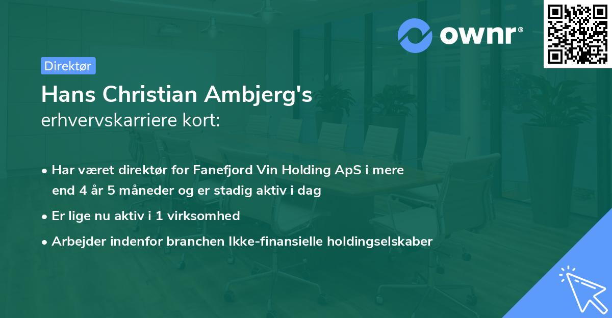 Hans Christian Ambjerg's erhvervskarriere kort