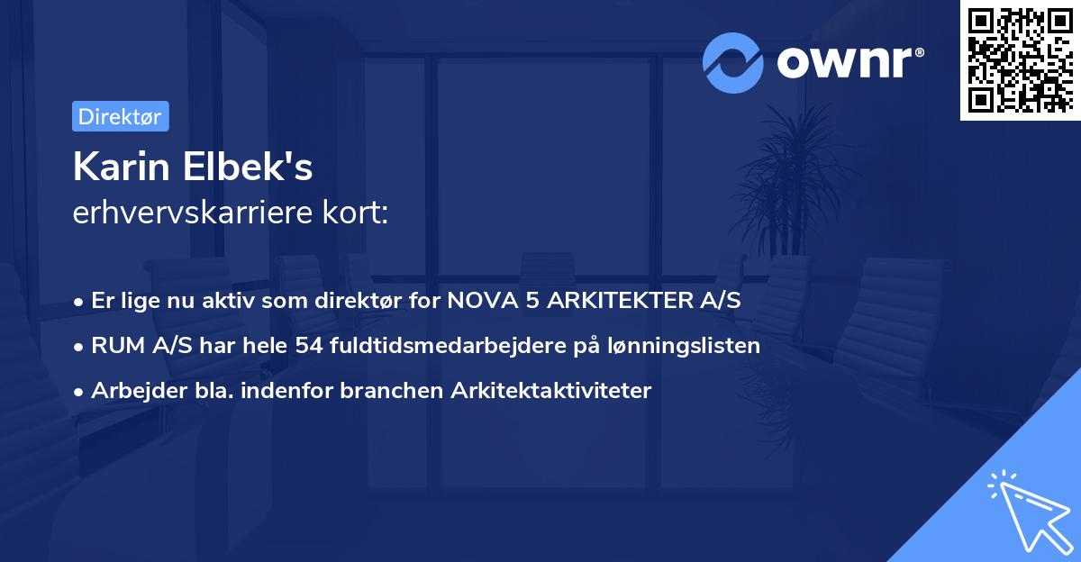Karin Elbek's erhvervskarriere kort