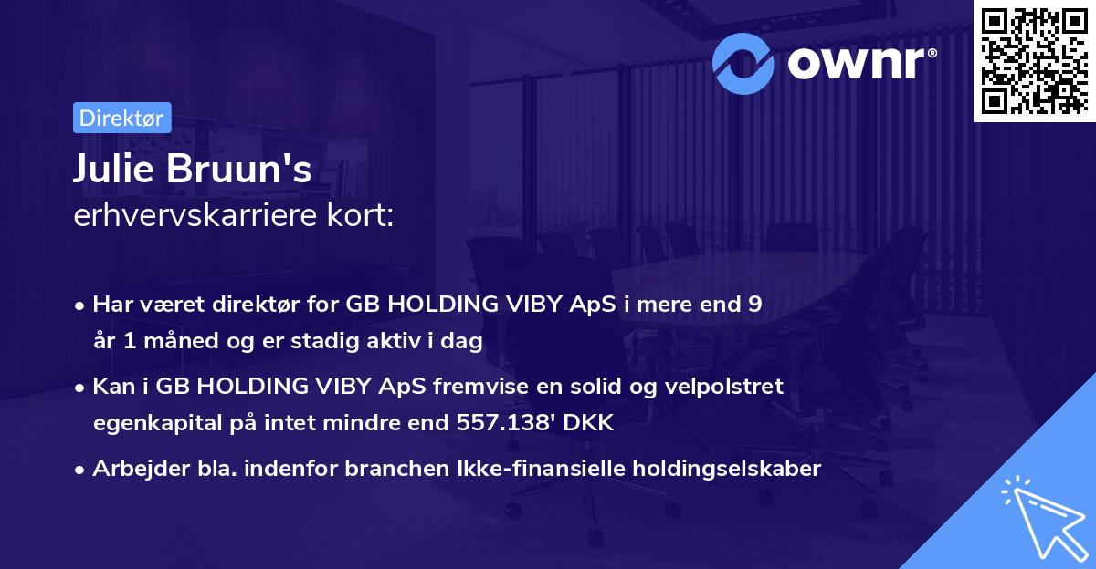 Julie Bruun's erhvervskarriere kort