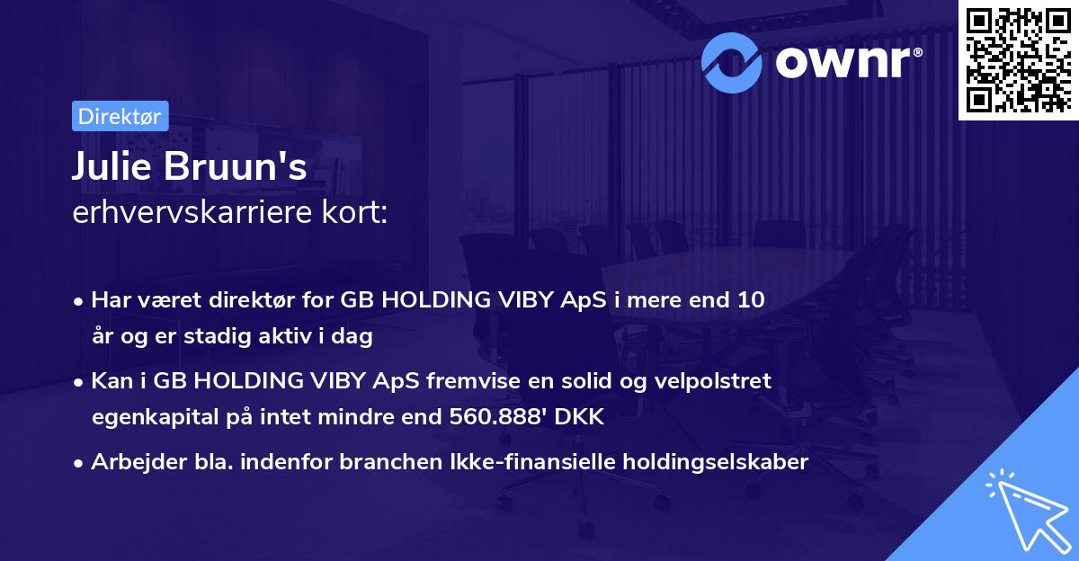 Julie Bruun's erhvervskarriere kort