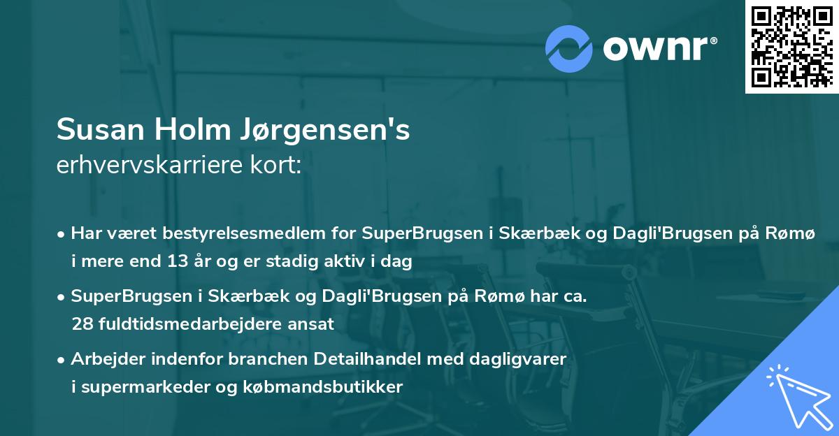 Susan Holm Jørgensen's erhvervskarriere kort