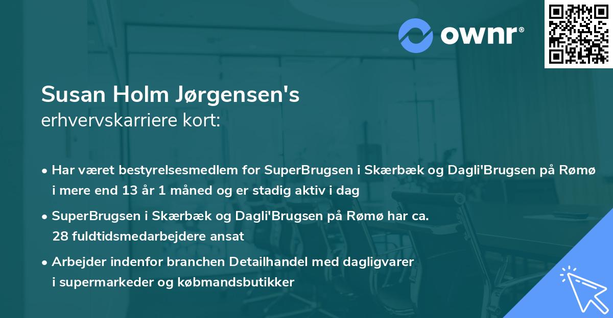 Susan Holm Jørgensen's erhvervskarriere kort