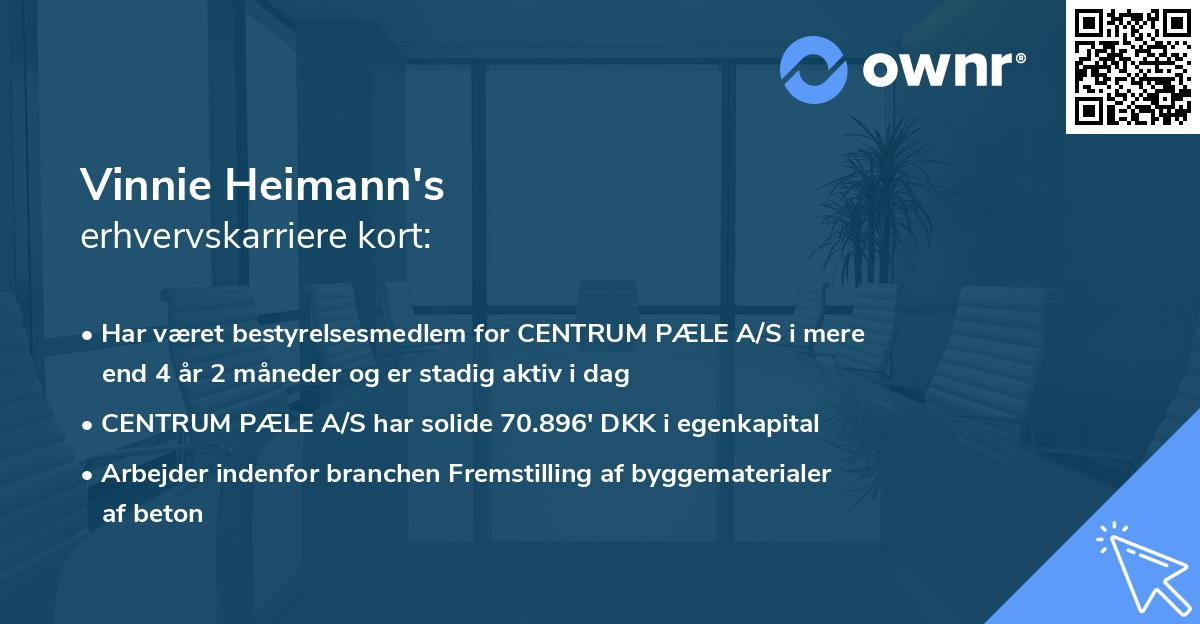 Vinnie Heimann's erhvervskarriere kort