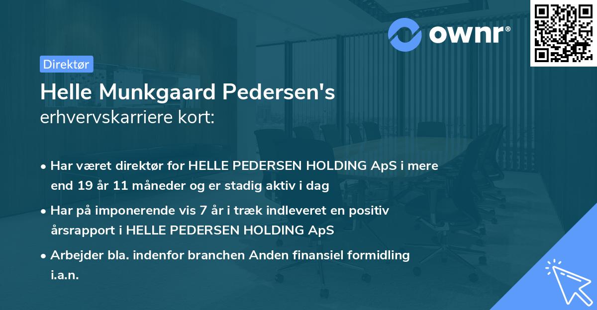 Helle Munkgaard Pedersen's erhvervskarriere kort