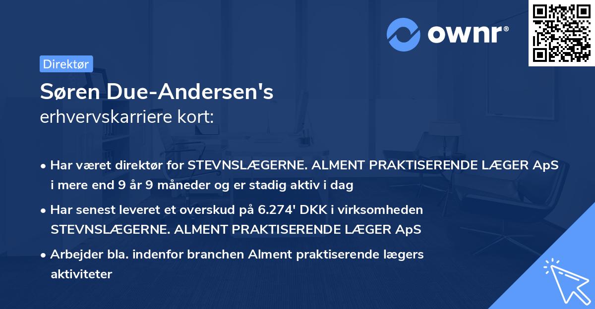 Søren Due-Andersen's erhvervskarriere kort