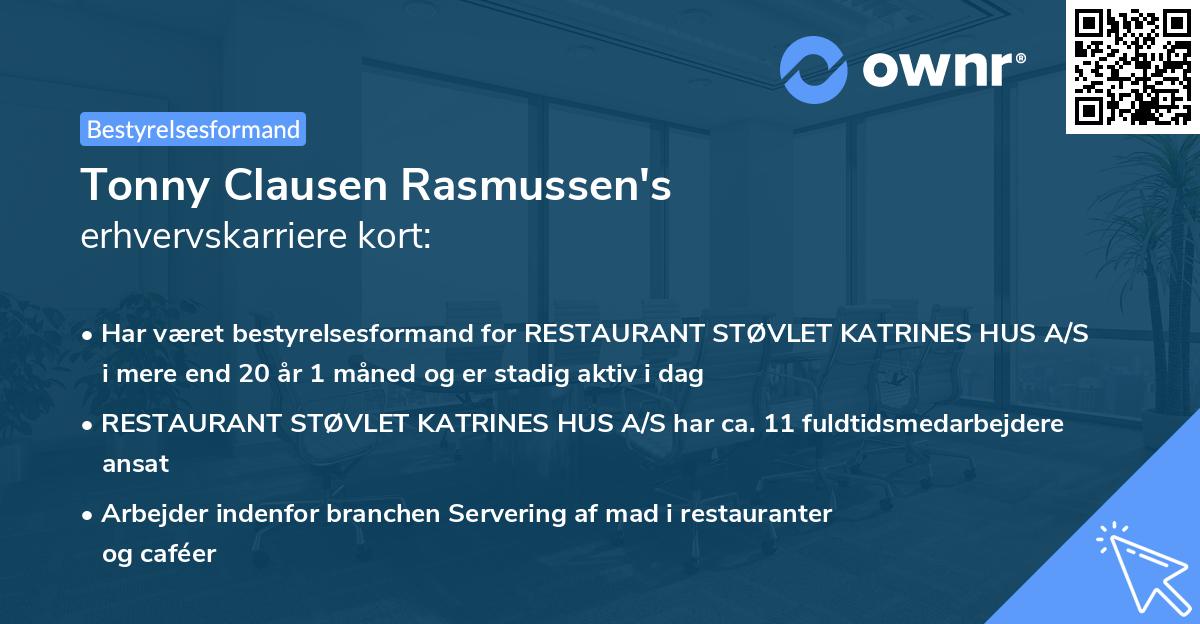 Tonny Clausen Rasmussen's erhvervskarriere kort