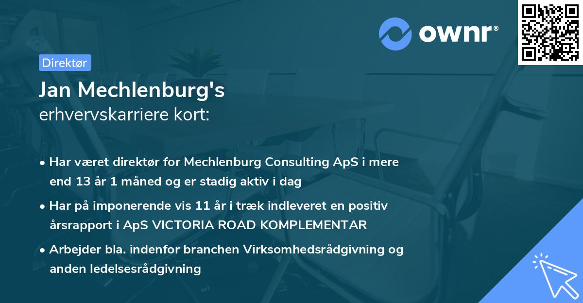Jan Mechlenburg's erhvervskarriere kort