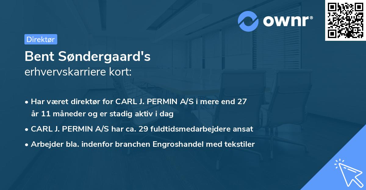 Bent Søndergaard's erhvervskarriere kort