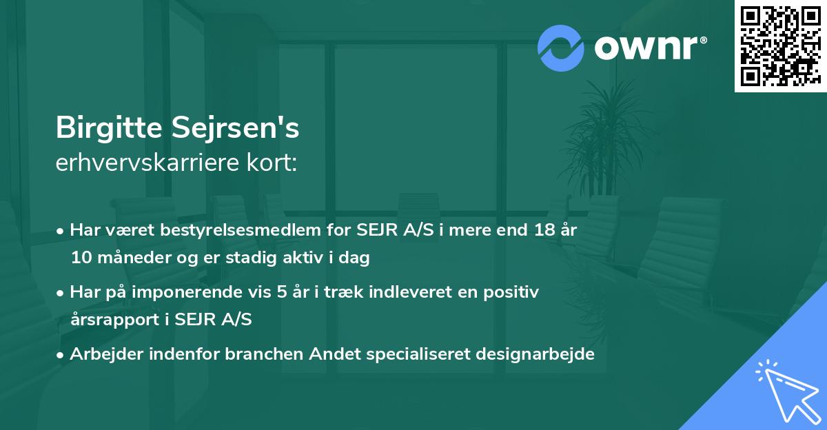 Birgitte Sejrsen's erhvervskarriere kort