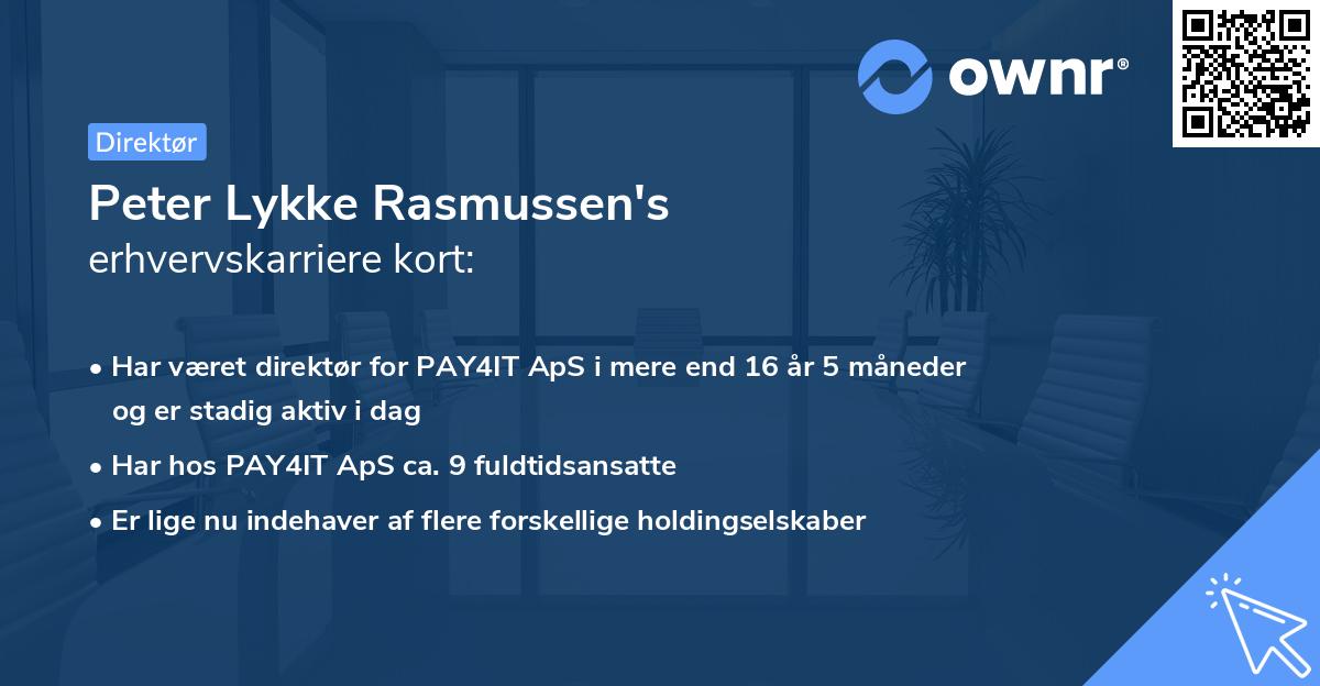 Peter Lykke Rasmussen's erhvervskarriere kort